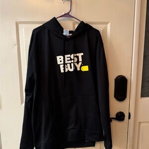 Port and Company Black Hoodie with White and Yellow Best Buy Accents